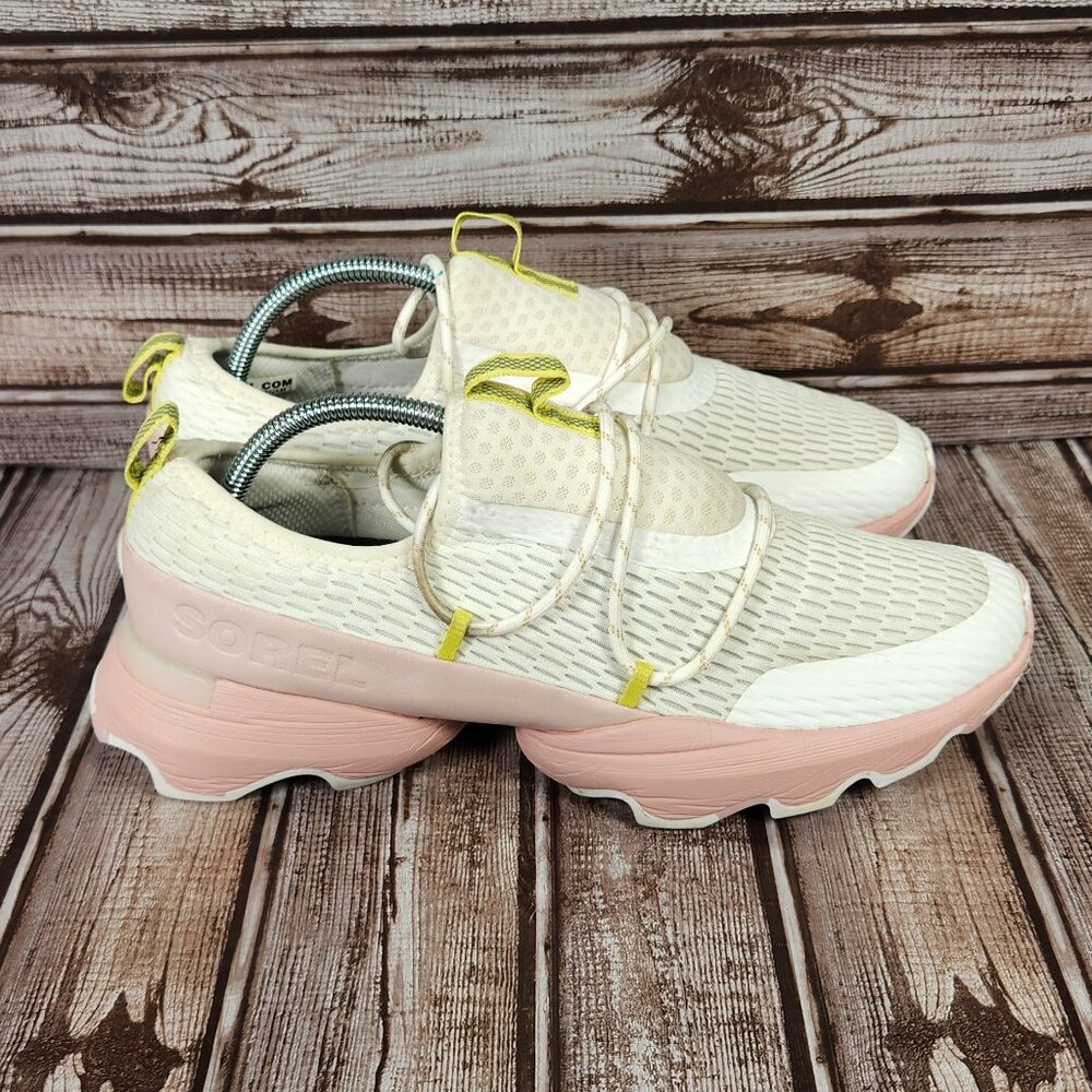 SOREL Women's 8.5 Kinetic Impact Lace Sneakers Shoe White/Eraser Pink NL4694-101